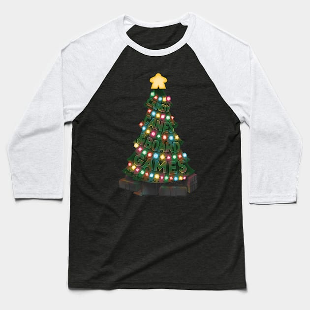 Board Gamer Christmas Tree Baseball T-Shirt by polliadesign